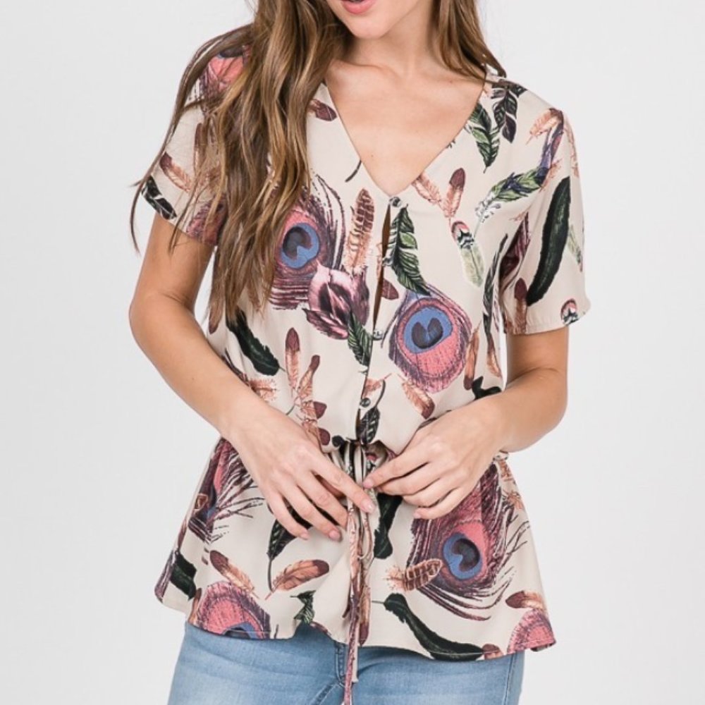 Hopely Feather Print Top